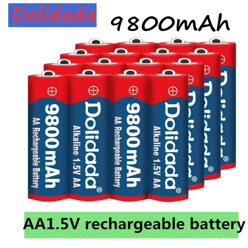 Batterie aste AA 2024 mAh 9800 V + chargeur, alcaline, lumières LED, MP3, jouet, nouveau, 1.5