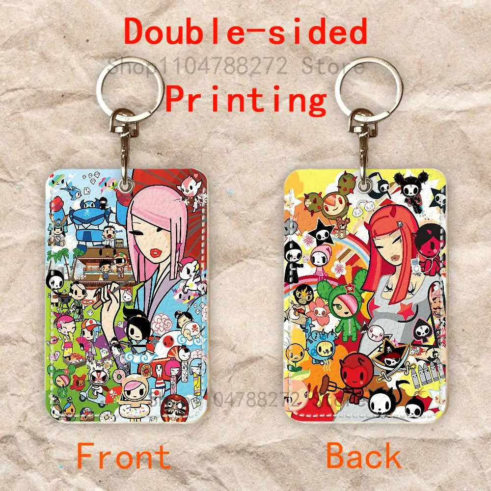 T-TokidokiS Girl Premium PU Leather Card Holder Card Case with Metal Carabiner,Customizable Design for Daily Use