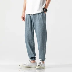 Large Size Chinese Style Linen Casual Harlan Loose Trousers Cotton Linen Pants Ice Silk