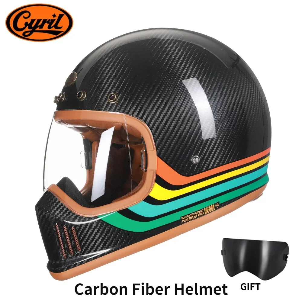 

Genuine Carbon Fiber Full Face Motorcycle Helmet Retro Lightweight Motorcycle Helmet Capacete de Moto Masculino DOT ECE Approved