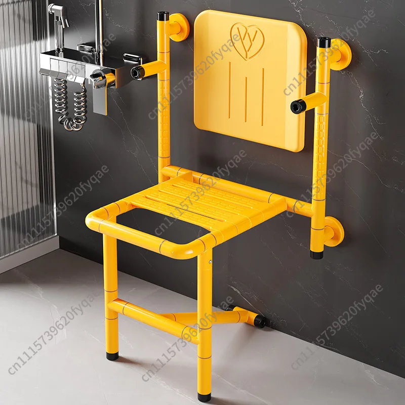 Renovation bathroom folding stool bathing the elderly wall-mounted special chair toilet elderly safety armrest