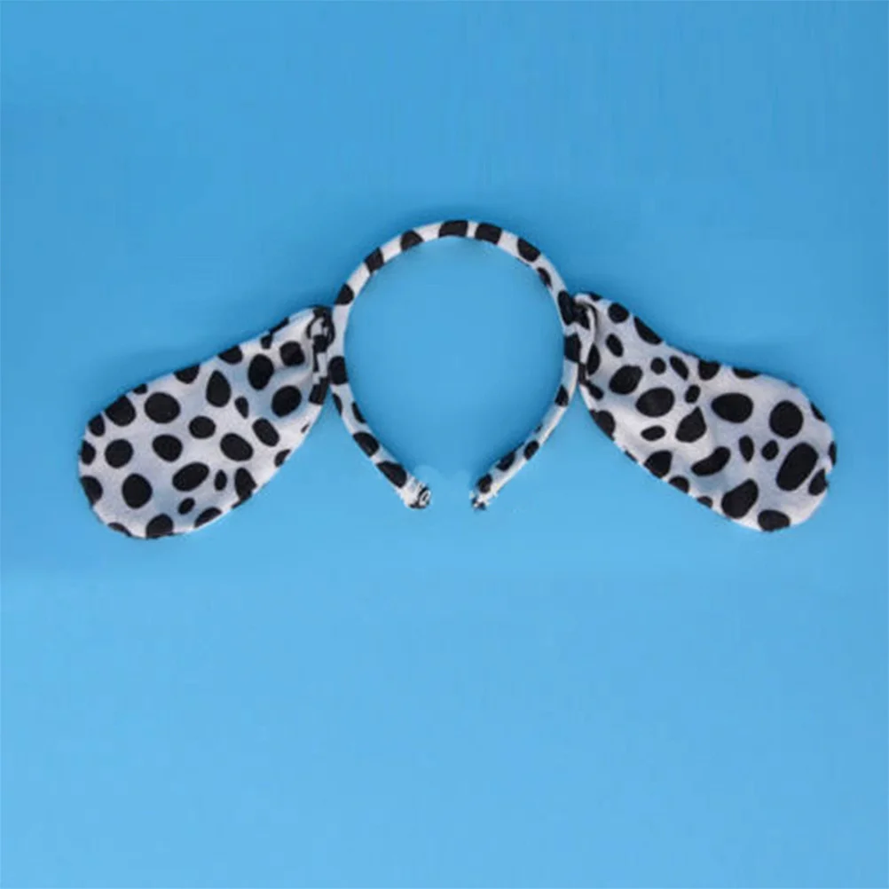 Zestaw 2 szt. opasek na głowę, akcesoria do kostiumu psa dla dorosłych, 3 w 1, uszy do cosplayu, opaska, muszka, ogon, wzór w kropki, gotowe do Halloweenu