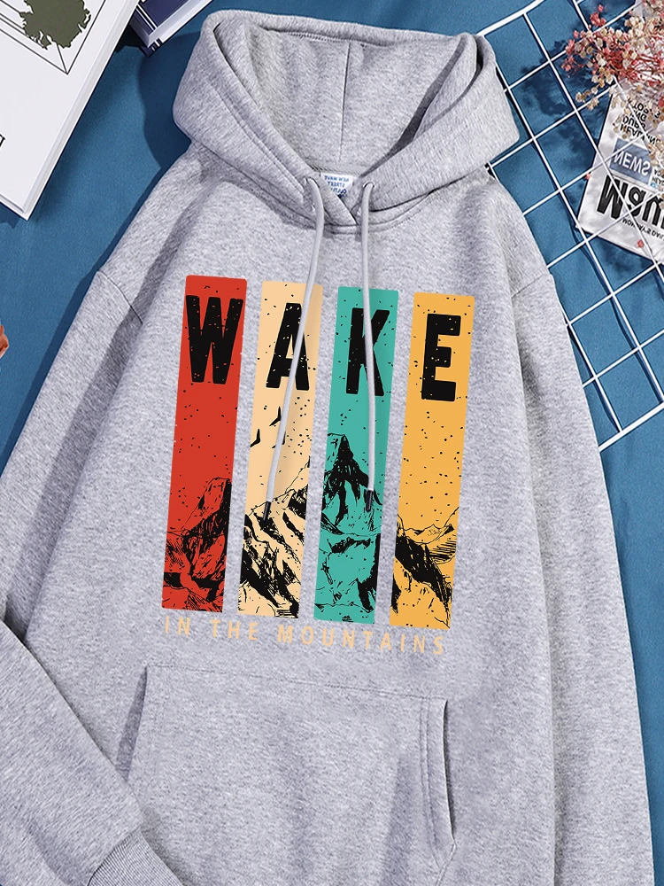 Awake Mountains Print Women Sweatshirts Harajuku Causal Tracksuit Loose Comfortable Sportwear Unique Essential Fleece Clothing