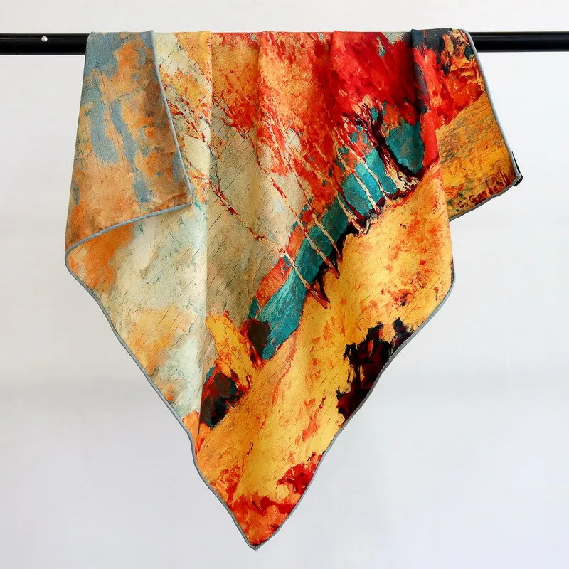 

Winter Silk Wool Scarf Two Faced Scarves Brands Designers Shawls Head Bag Accessories Hand Rolled Bandanas Neck Hair Decoration