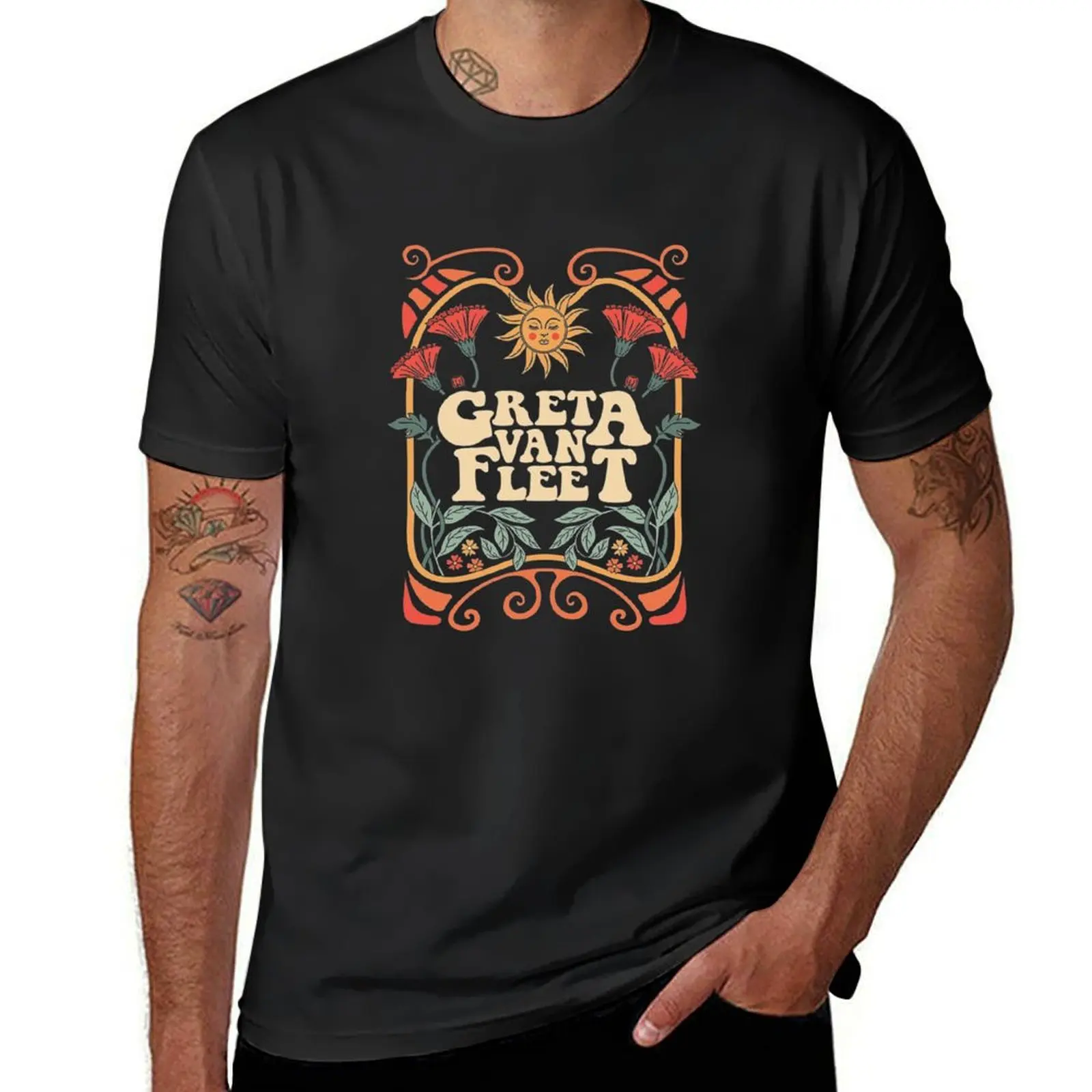 Camiseta musical retrô Van Fleet, T, verde íris, Greta Van Fleet, banda de rock, Boho, músico vintage, 1