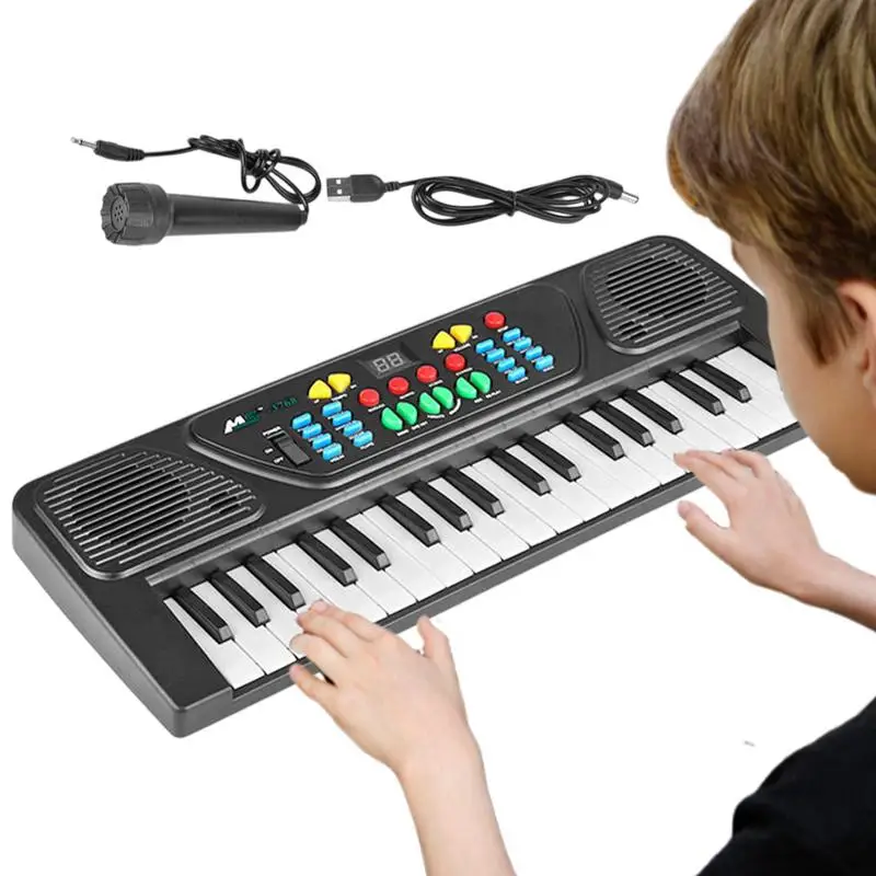 Pianotoetsenbord voor kinderen 37 toetsen Digitaal muziekpianotoetsenbord Draagbare elektronische piano met microfoon voor beginners Voor