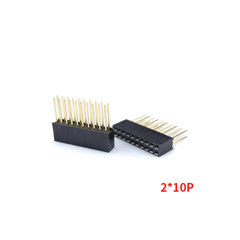 10PCS 2.54mm Double Row Female Long Pin 11mm Breakaway PCB Board Pin Header Socket Connector 2x3 2x4 2x6 2x8 2x10 2x18 2x20 Pins