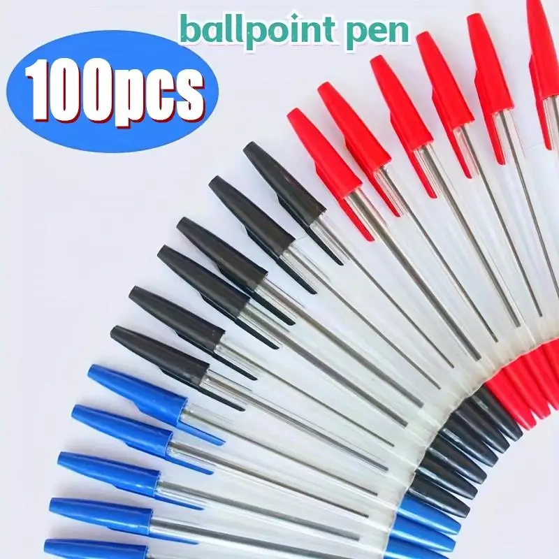 

50/100pcs 0.7mm Ballpoint Pens Medium Point Smooth Writing Quick-Drying Ink Click-Off Cap Polypropylene Ideal Office And School