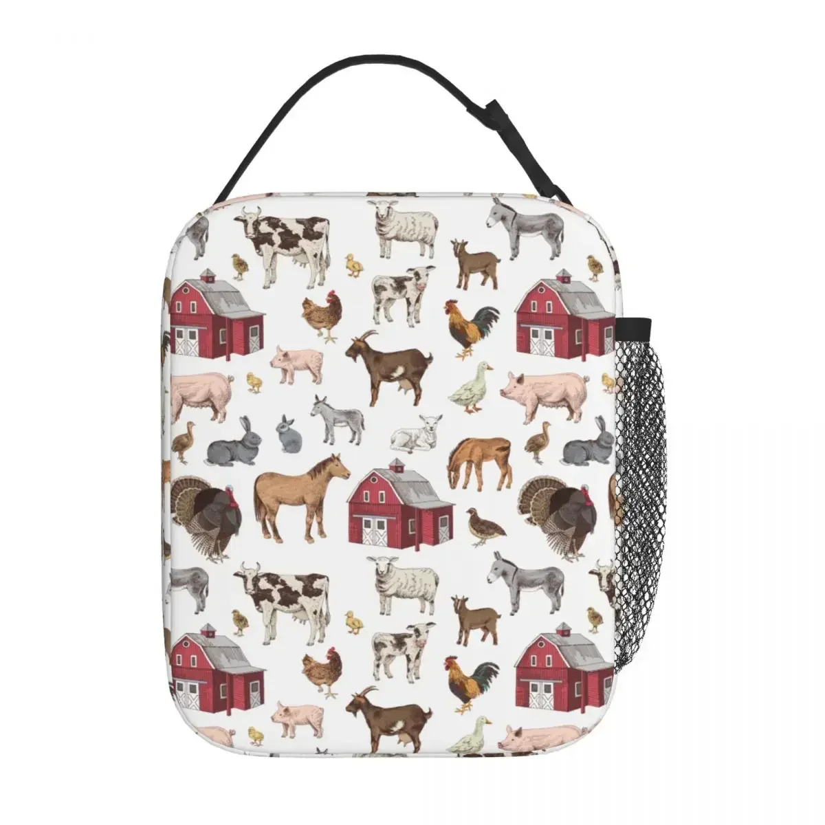 Country Farm Animal Farmhouse Village Life Thermal Insulated Lunch Bag Goose Rooster Pig Lunch Container Thermal Cooler Food Box