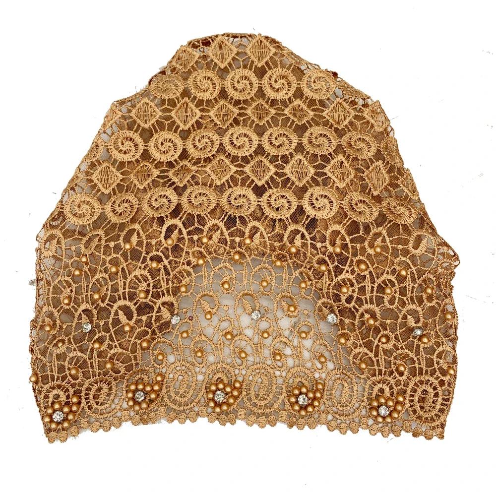 Gorro turbante con cuentas de lujo para mujer, gorro africano para la cabeza, gorro para quimio contra el cáncer, sombrero musulmán de verano