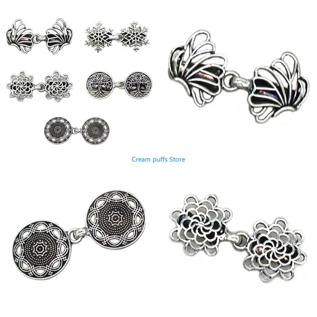 

50LE Vintage Sweater Shawl Clips Clasp Fasteners Elaborate Flower for Women Girls