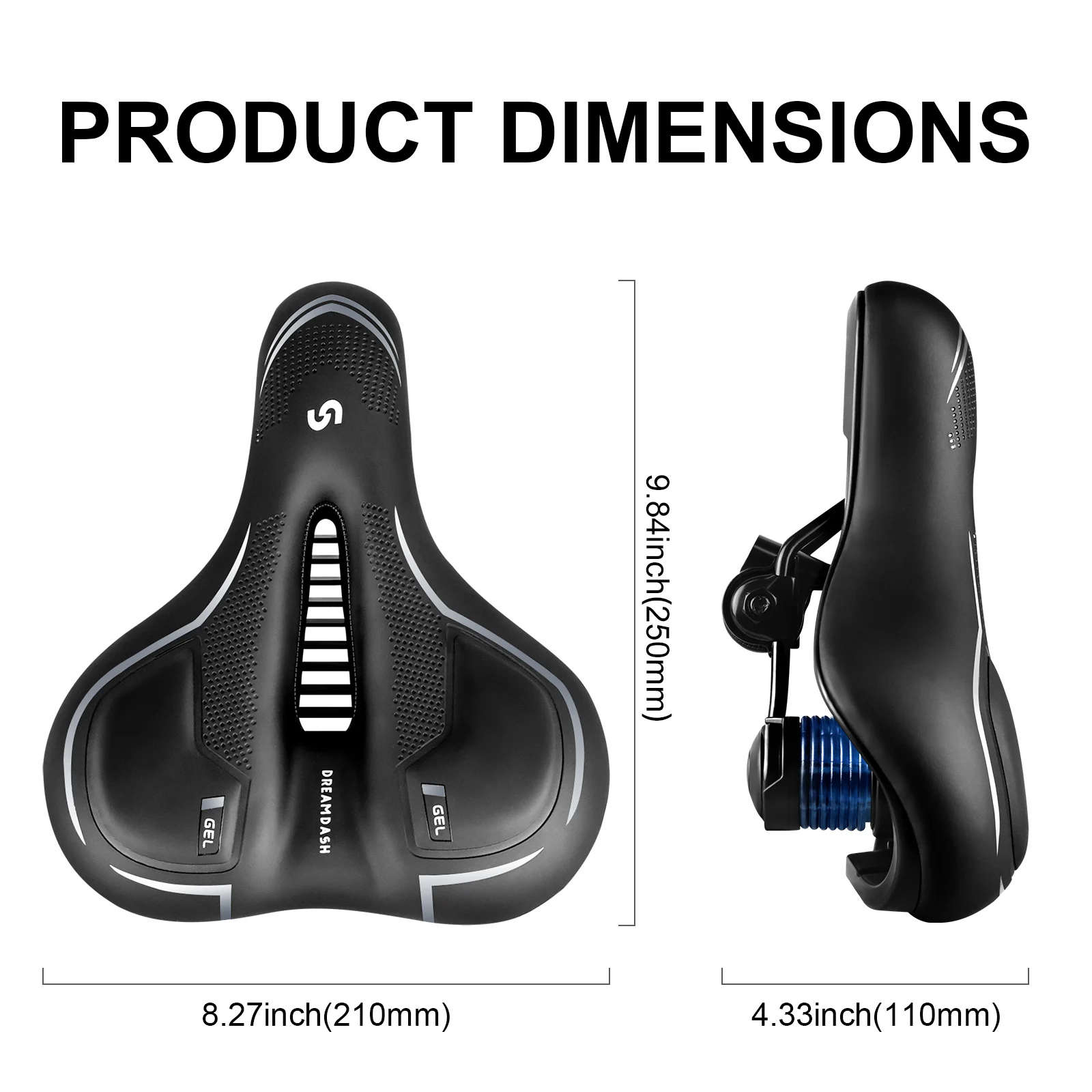 Komfort-Fahrradsattel, extra breiter MTB-Rennradsitz mit Memory-Schaum-Silikon-Gel-Kissen, stoßdämpfender, hohler, atmungsaktiver PU-Ledersattel mit Federungskugeln, Regenschutz und Werkzeugen für Mountainbike- und Stadtfahrten. – Detail 12