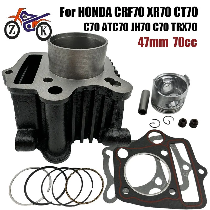 Kit de pistão de cilindro de motocicleta, 47mm, 70cc, para honda jh70 atc70 ct c dax st xr trx crf 70 crf70f, peças de reposição para motor de moto