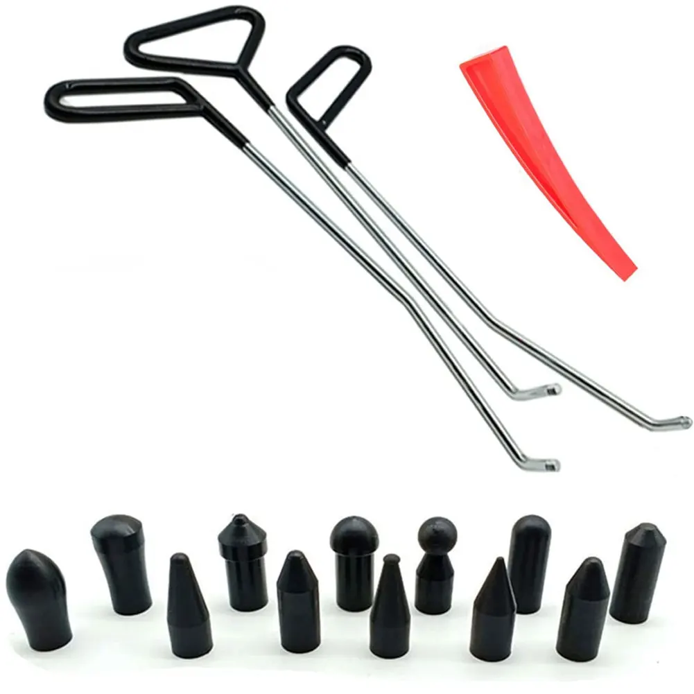 

14Pcs Paintless Dent Repair Tool Kit Hook Rods Door Wedge Hammer Head Tips Body Hail Damage Door Dent Removal Tool