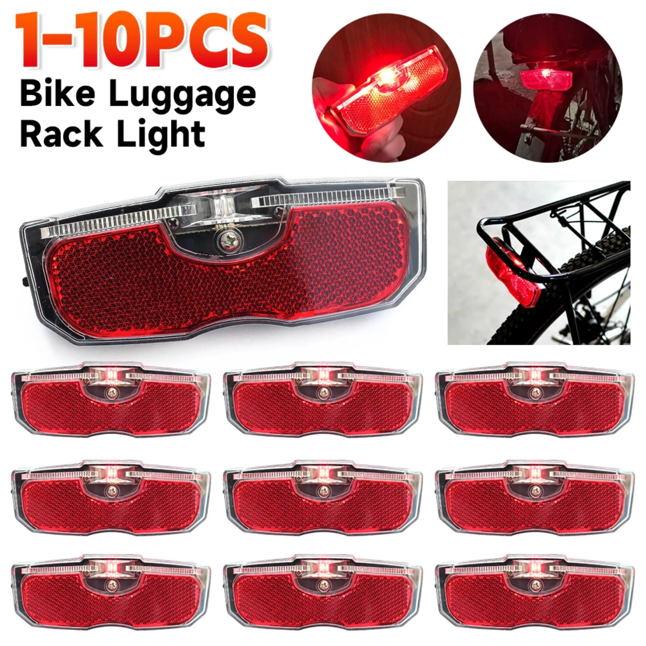 Bike Luggage Rack Light LED Mountain Bike Tail Light Waterproof Bicycle Rear Seat Reflective Taillight Night Ridding for Safety