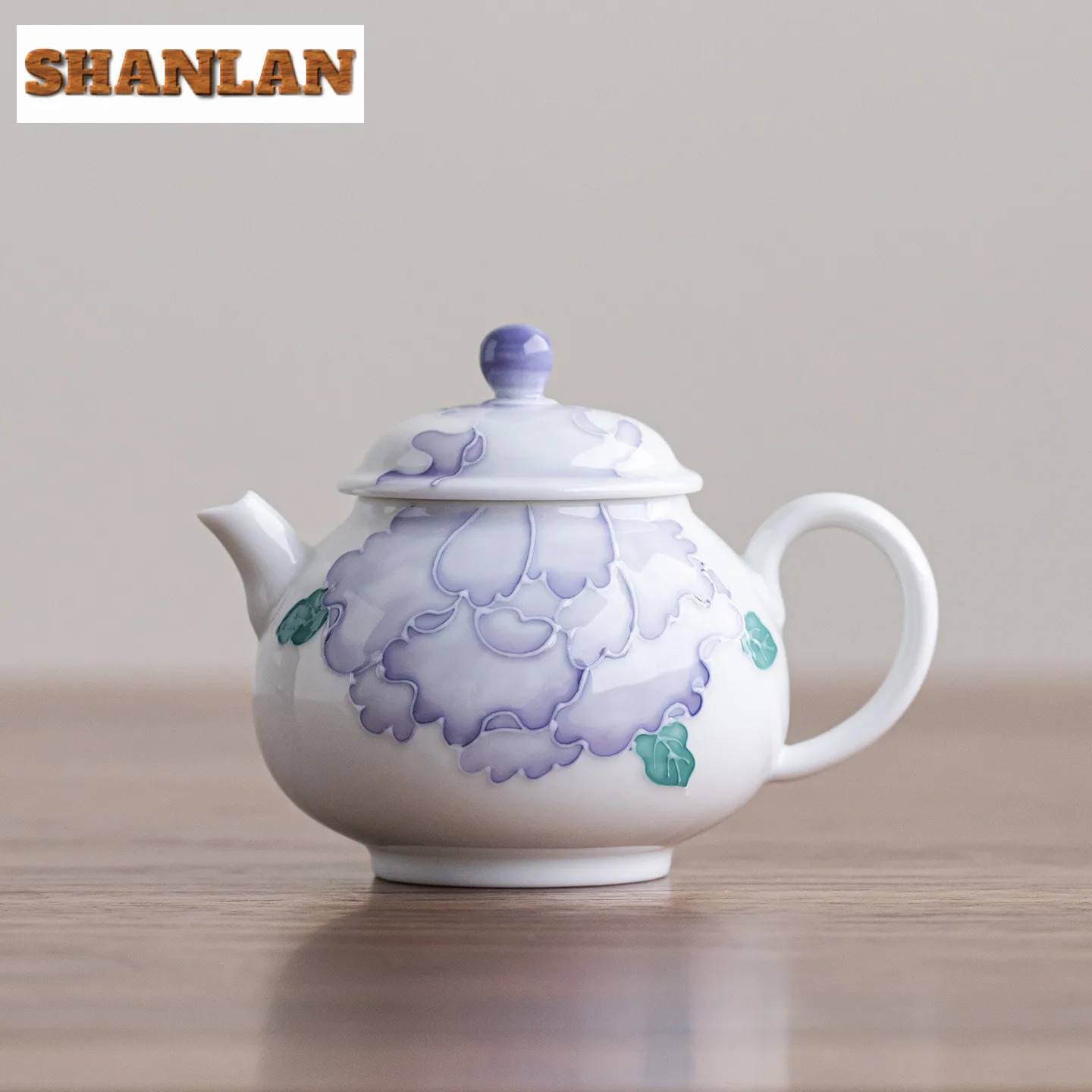 

195ml Hand-painted Purple Peony Teapot Antique Tea Infuser Pot Tea Soaking Kettle With Ball Hole Chinese Tea Set Supplies Craft