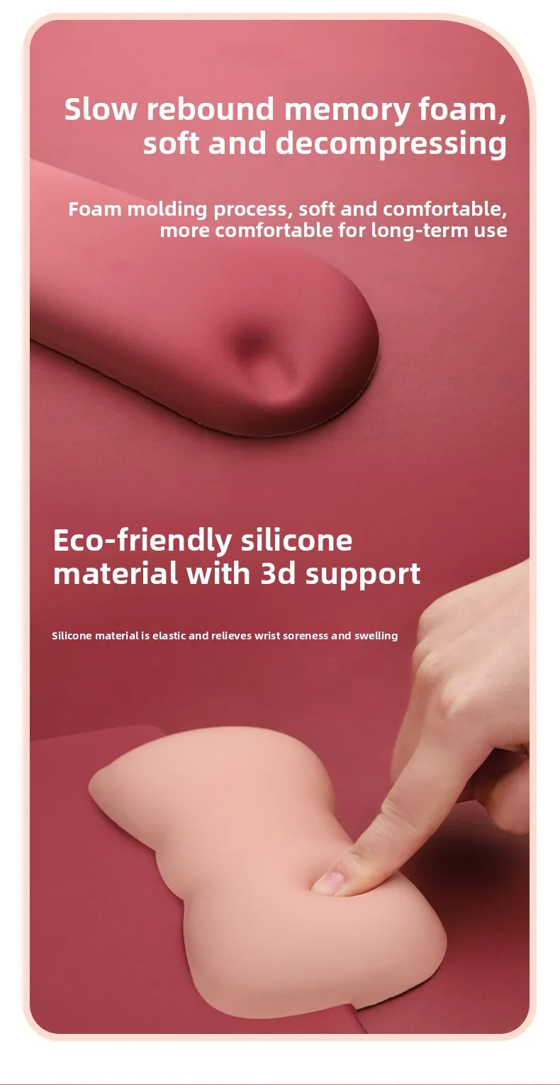 Silikon-Mauspad mit Farbverlauf und Handgelenkauflage, ergonomische Schreibtischunterlage für Büro und Gaming, 6 Farboptionen mit Farbverlauf – Detail 5