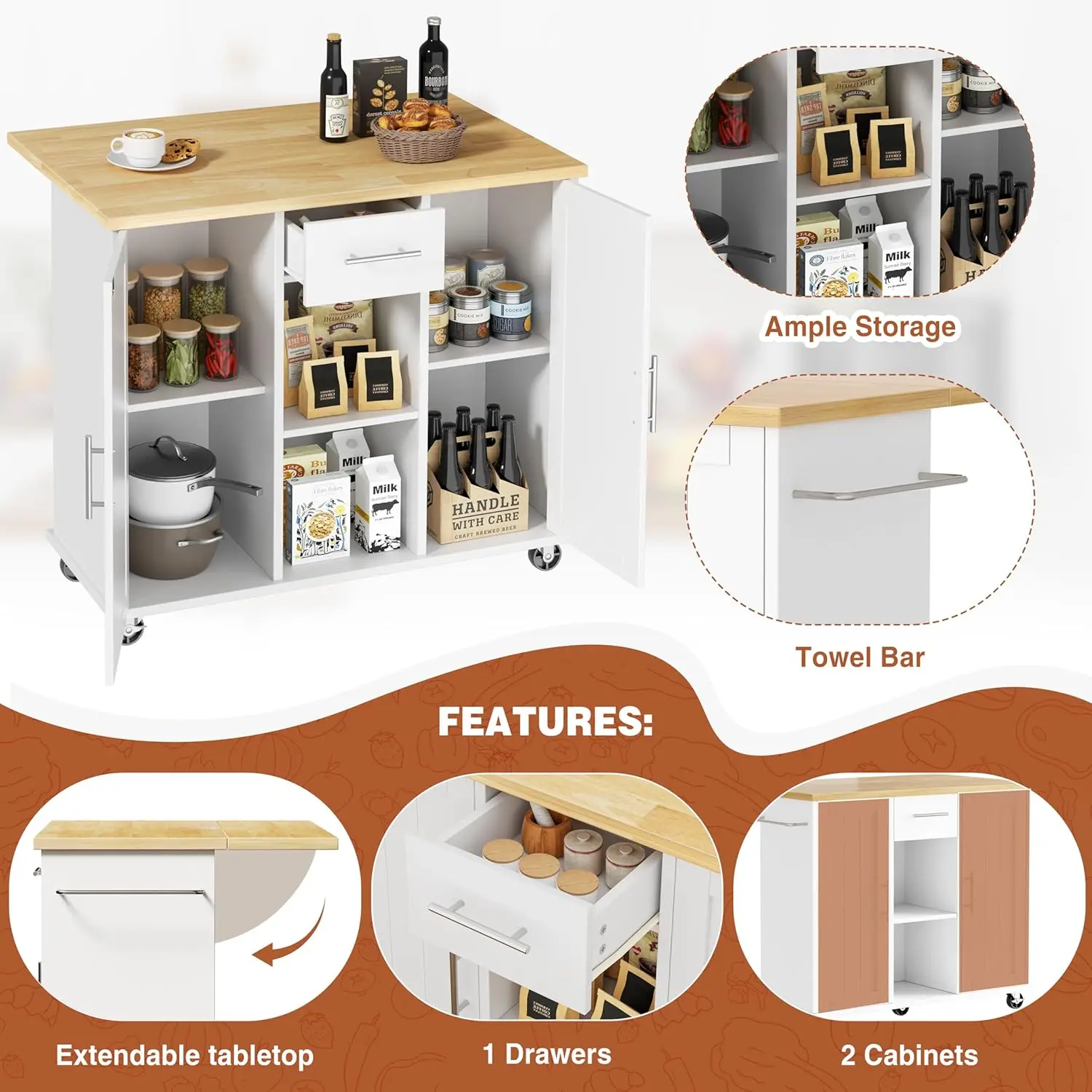 Thumbnail 4 - #12 Latest Rolling Kitchen Islands Offers