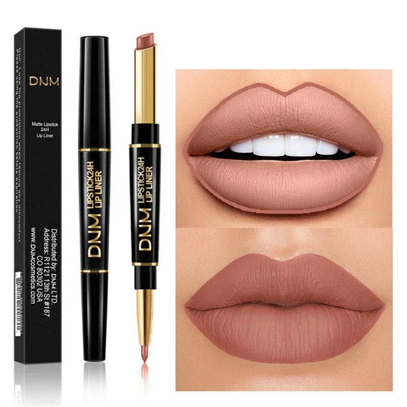 2 IN 1  Lip Liner Matte Lipstick Pencil Contour Tint Matte Waterproof Long Lasting Moisturizer Lipliner Cosmetics Nude Sexy Red