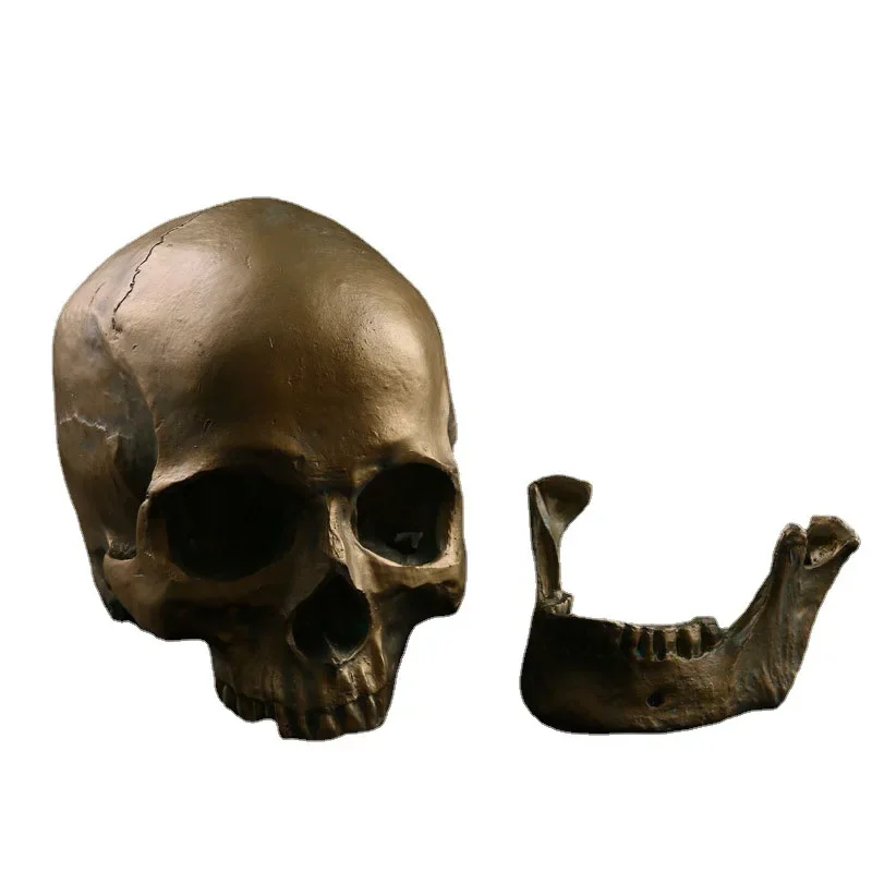 Medical Skull Model Resin Skull Halloween Props Head Home Decoration Antique Copper Skull