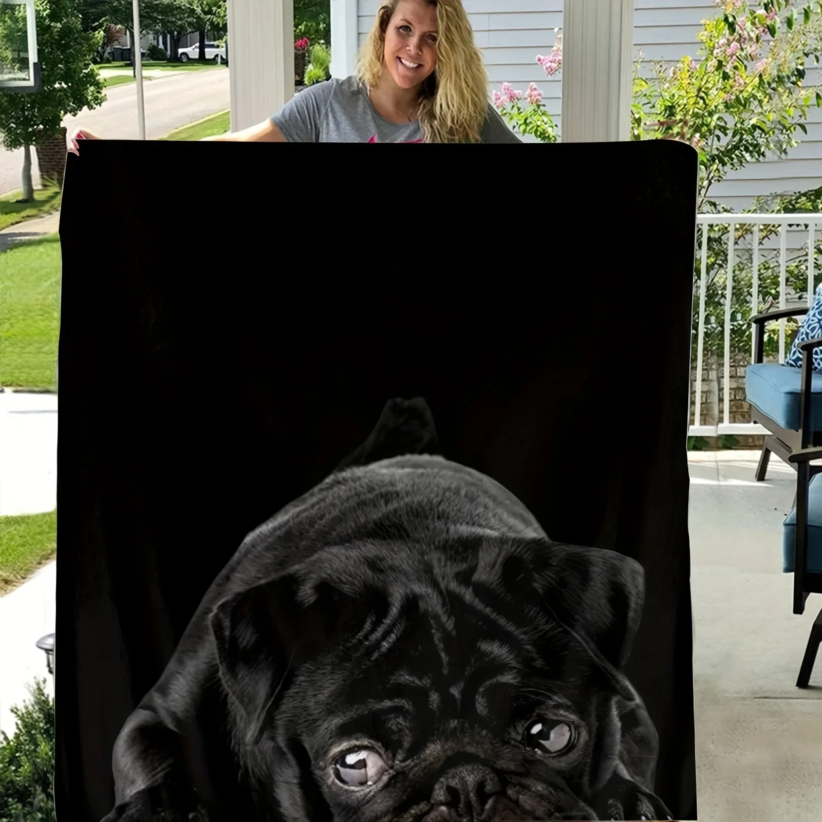 Giant Pug Dog Blanket Throw 150x230cm Soft Cozy Puppy Pet Gift for Dog Lover Home Decor Seasonal Warming Comfort Blanket