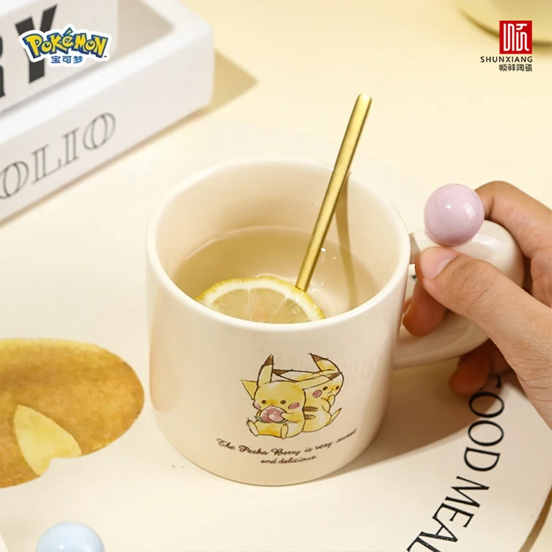 

SHUNXIANG Pokémon Ceramic Mugs 310ML Cute Cartoon Pikachu Milk Cup Office Coffee Cup with Handle Home Drinkware Water Cups Gift