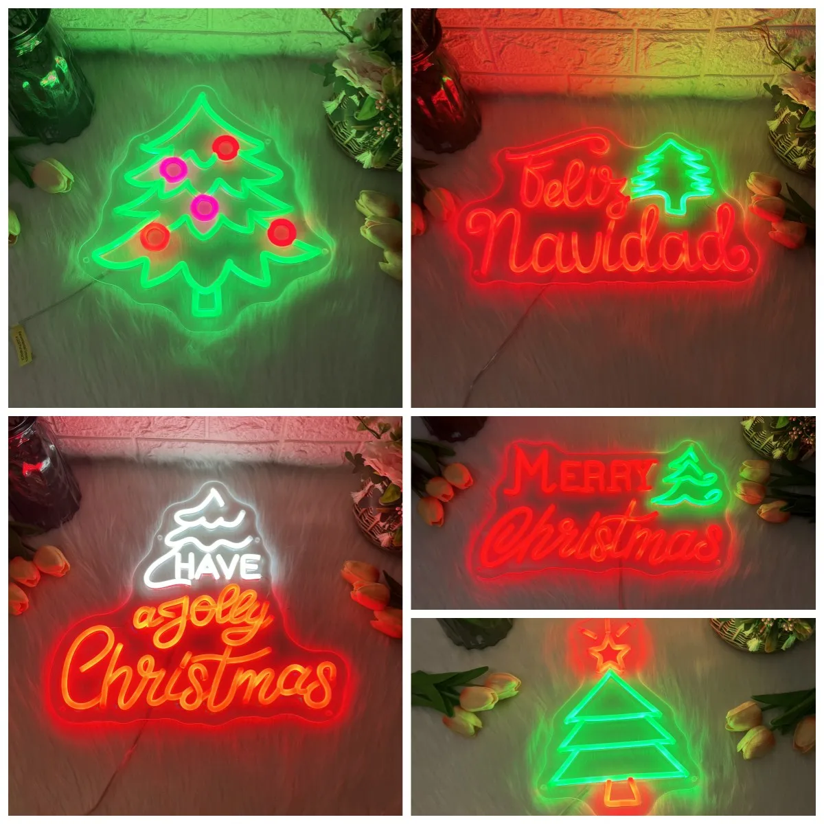 

С Рождеством неоновая светодиодная вывеска Рождественские украшения Светодиодные неоновые огни USB-комната Спальня Кафе Настенный декор Feliz Navidad Неоновые вывески
