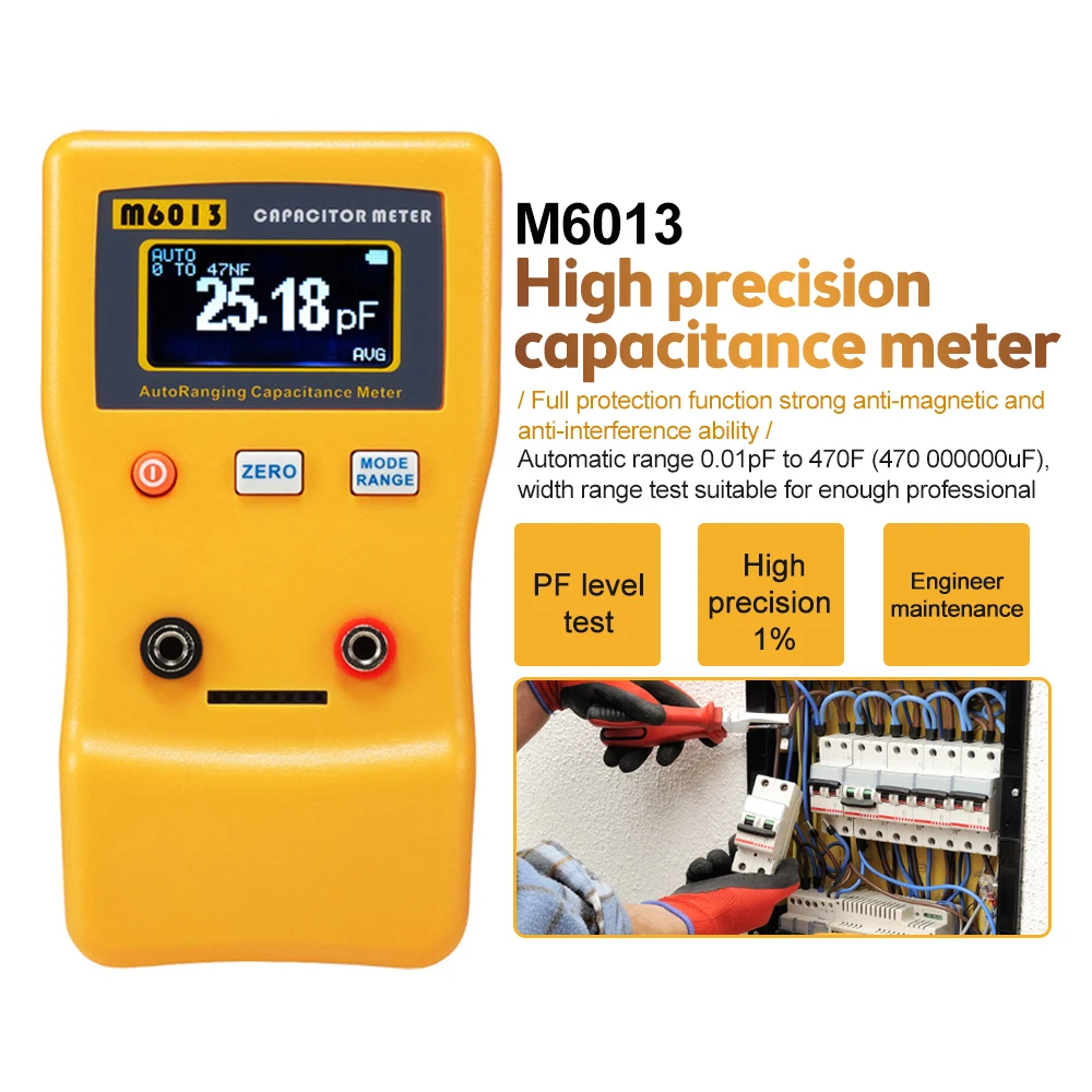

M6013 Automatic Range ESR Digital Capacitance Meter High Precision Capacitor Tester DIY Circuit Testing Maintenance Meter