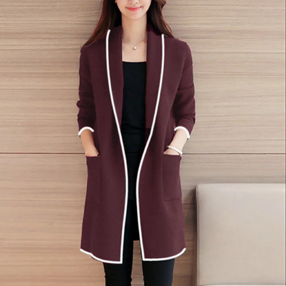 2024 Women Lapel Casual Solid Color Plus Velvet Jacket Long Sleeve Loose Cardigan Warm Long Fleece Coat Cardigan Women Chaquetas