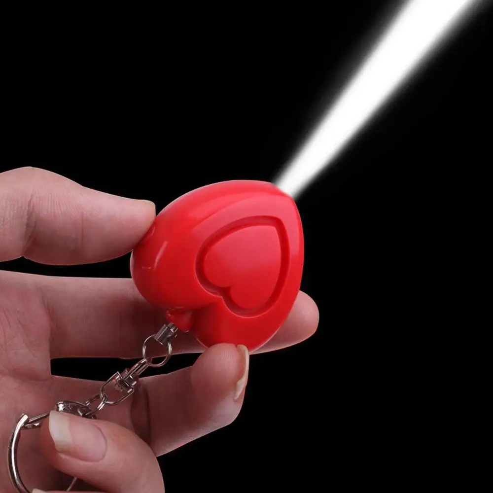 Heart-shaped Anti-wolf Alarm with Lamp High Decibel Kid Call for Help Alarm Female Self-defense Mini Alarm Portable Protection ﻿