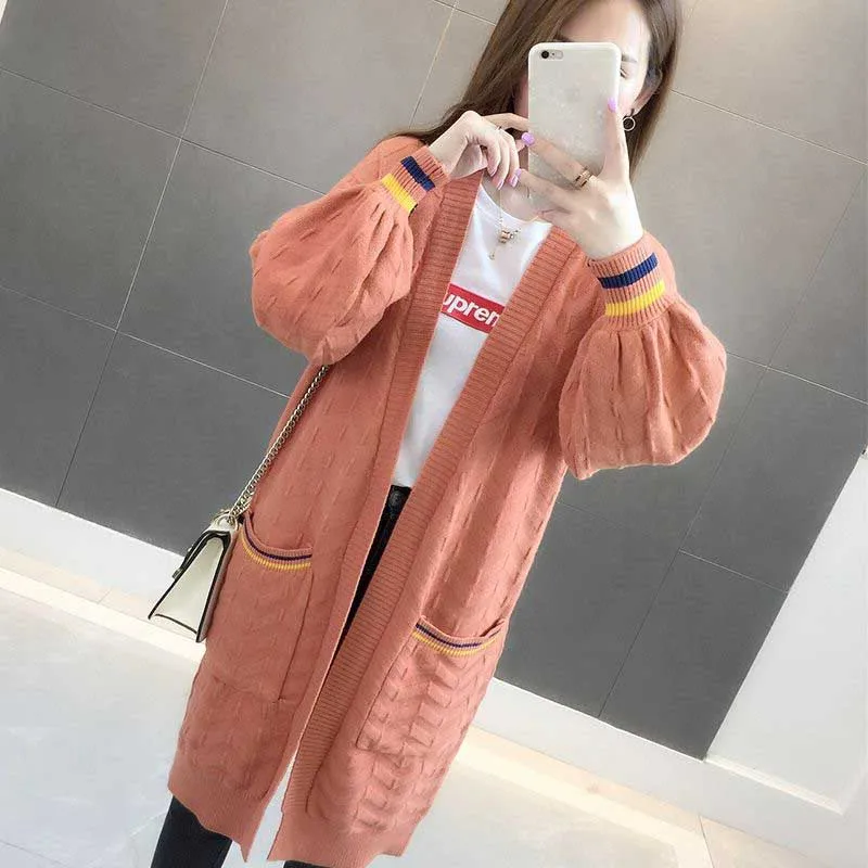 

2025 Spring Autumn New Long Knitted Coat Women Outwear Fashion Loose Thicken Sweater Coat Female Cardigan Jacket Overcoat