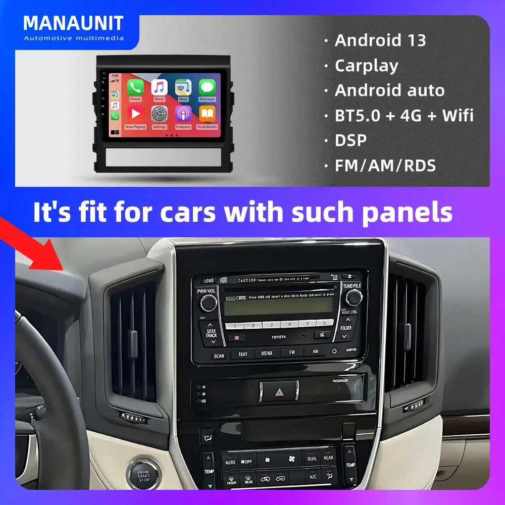 Car Multimedia Player for Toyota Land Cruiser LC200 2016-2020 Carplay,Android Auto,Radio,Navigation,DVD,GPS,Stereo,Head Unit