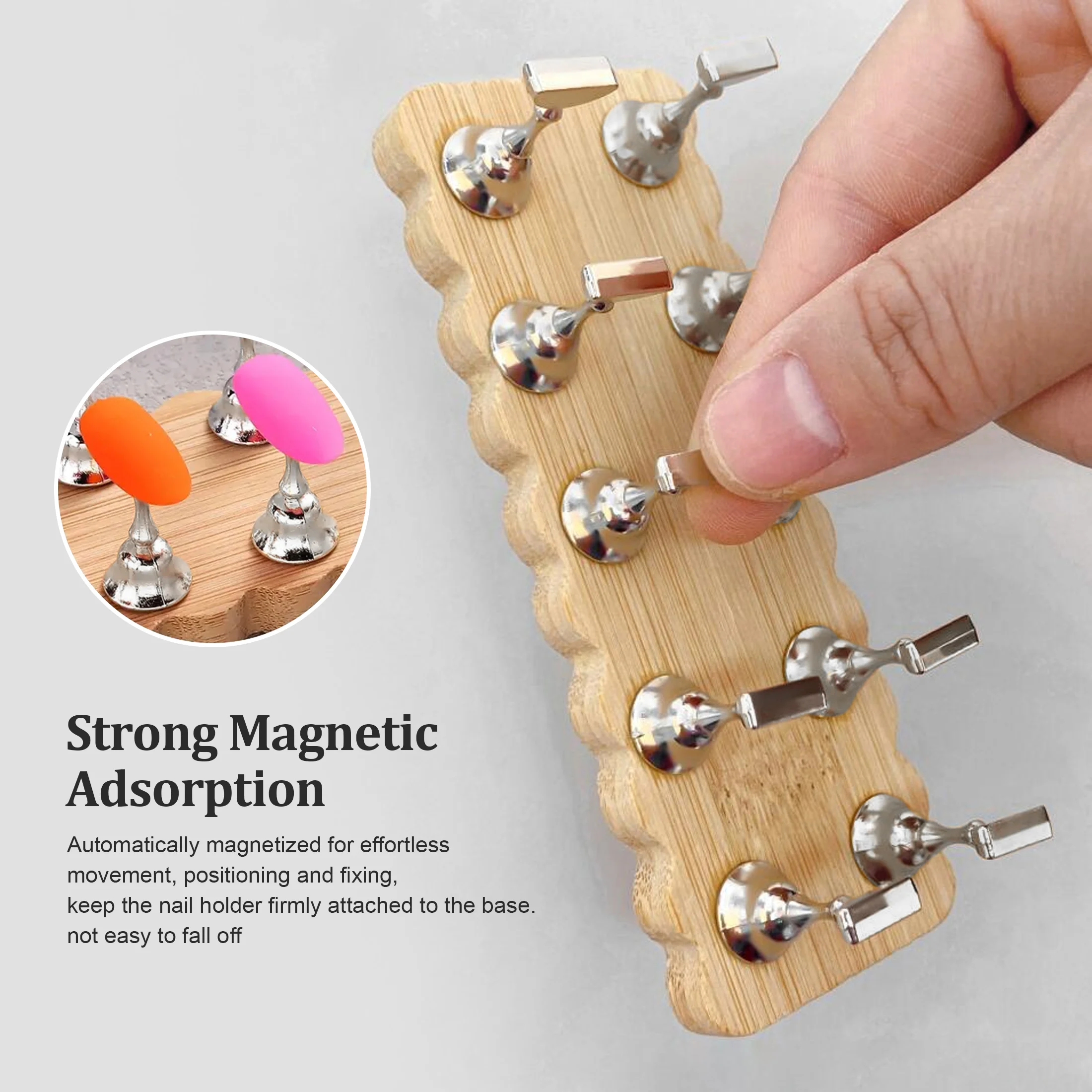 10 szt. Szachowa Tablica Magnetyczny Uchwyt na Paznokcie Sztuczne Końcówki do Paznokci Stojak do Ćwiczeń Srebrny Lakier UV Żelowy Półka Ekspozycyjna Narzędzia do Paznokci