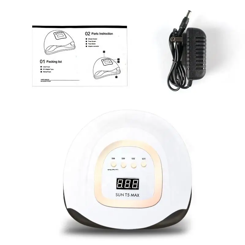 JINPAI SUNT5MAX 57-Lámpara LED de alta potencia para uñas, lámpara para hornear con Sensor inteligente infrarrojo, temporizador de una tecla, secador de uñas blanco, 57 piezas