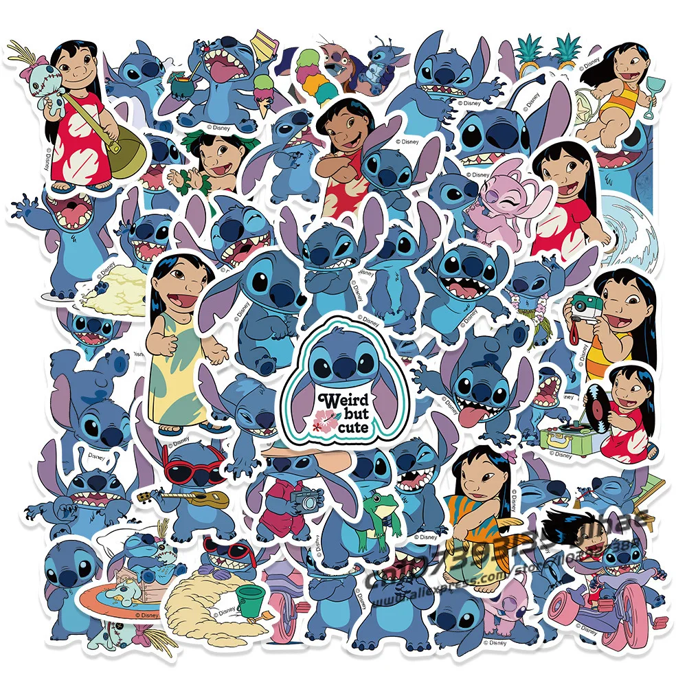 50pc Disney Stitch Stickers for Pokemon Hello Kitty Doraemon Anime Sticker Pack for Cars Bags Pegatinas Adesivo S10001