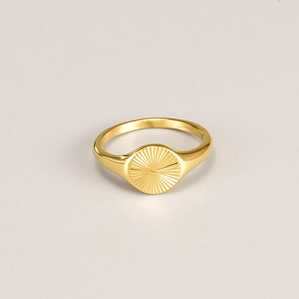 J101 Stackable Sunshine Croissant Ring Femme Fashion Jewelry Gift 18K Gold Color Signet Chunky Dome Finger Ring For Women Girls