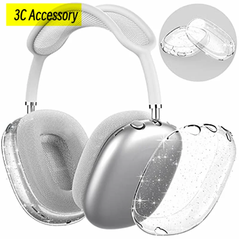 Glint Transparent Case For Apple AirPod Max Soft TPU Anti-Scratch Protective Cover For Apple AirPods Max Headphone Accessories