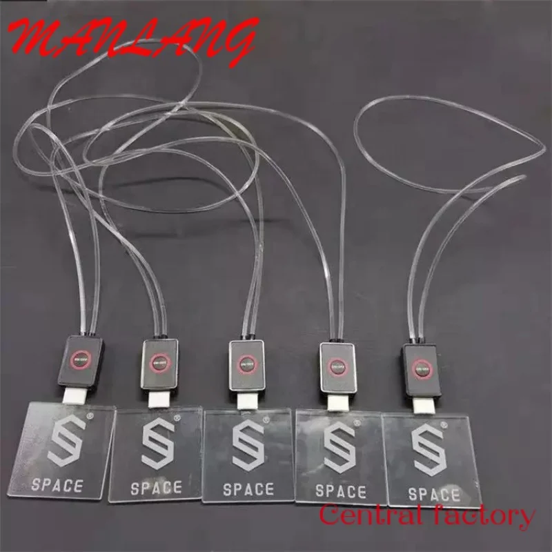 Custom  2022 Acrylic Badge Lanyards Flashing ID Badge Up Reusable Led Car Door Light For Saab Customize Your Own Logo Polyester