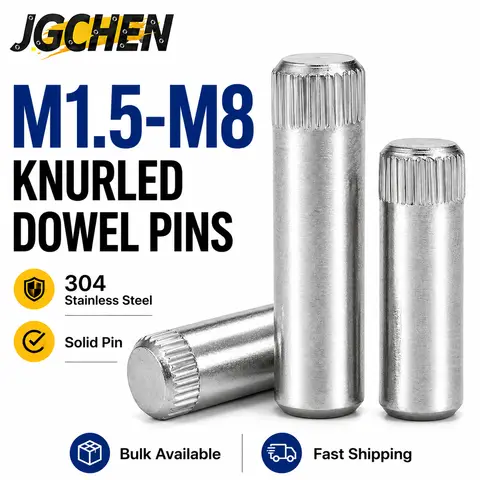 M1.5-M8 Knurled Cylindrical Locating Dowel Pin 304 Stainless Steel Solid Round Rod 6-50mm Length Metal Fixing Shaft Lock Pins