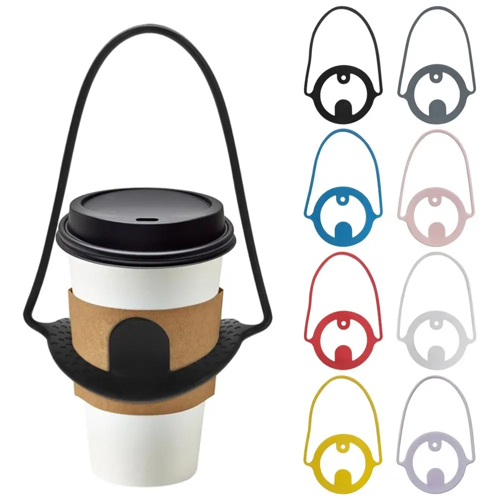 Silicone Water Bottle Carry Straps Portable Reusable Cup Cover Hands Free Sling Beverage Mug Grip Milk Tea Carrier Holder