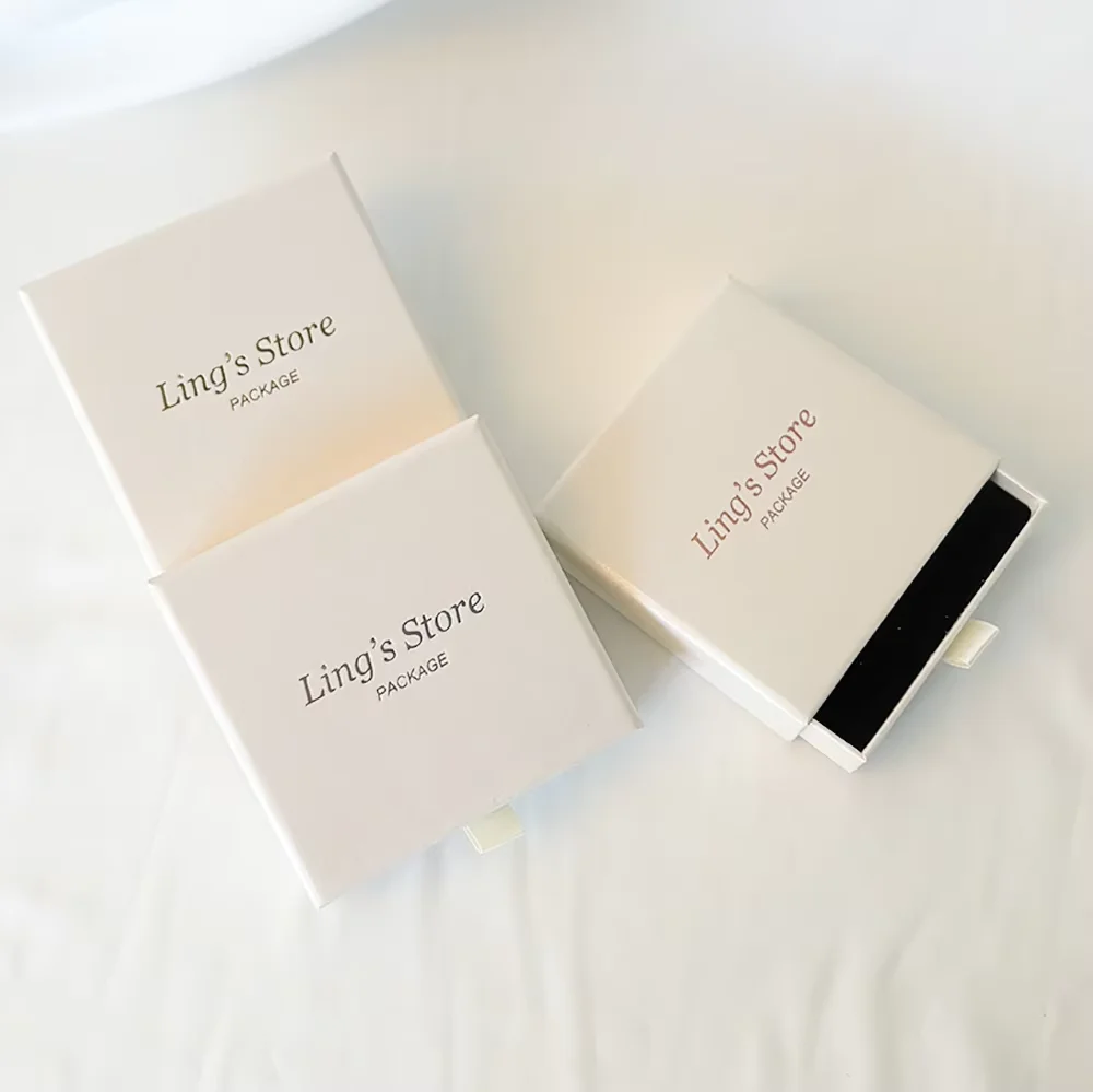 100Pcs Custom Luxury Jewelry Drawer Box Pull-Out Paper Box Necklace Earring Bracelet Studs Fashion Packaging Gift Display