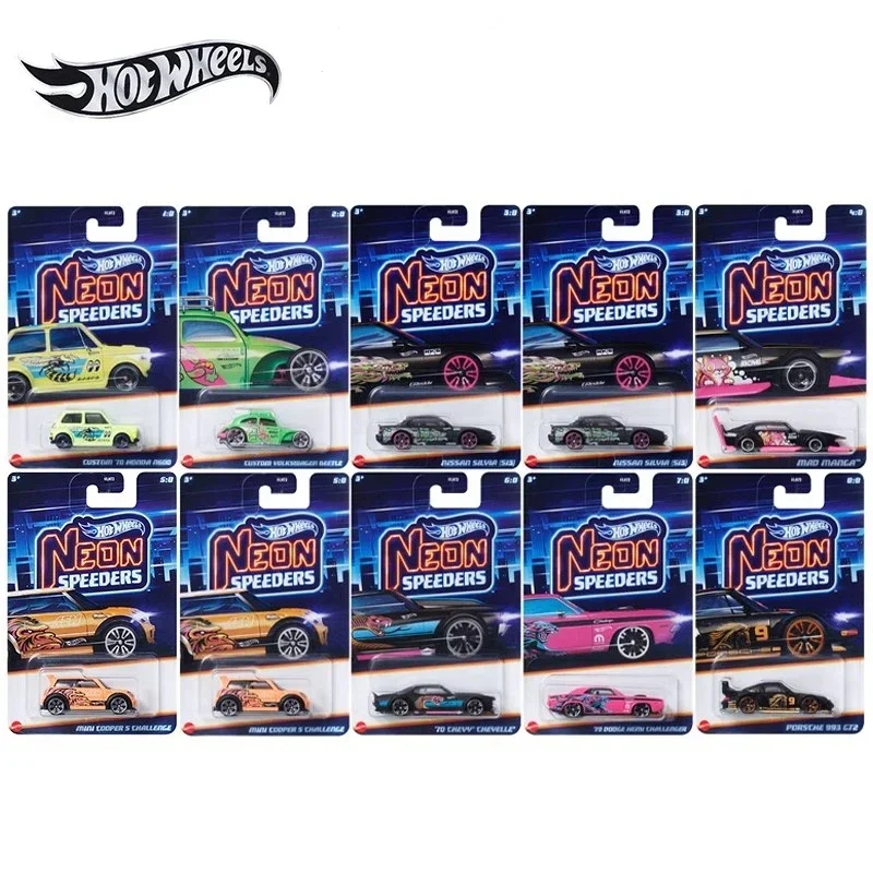 Free Shipping Original Hot Wheels Neon Speeders 1/64 Car Model Toys for Boys Diecasts & Toy Vehicles Car Toy  PORSCHE GT2 Case D