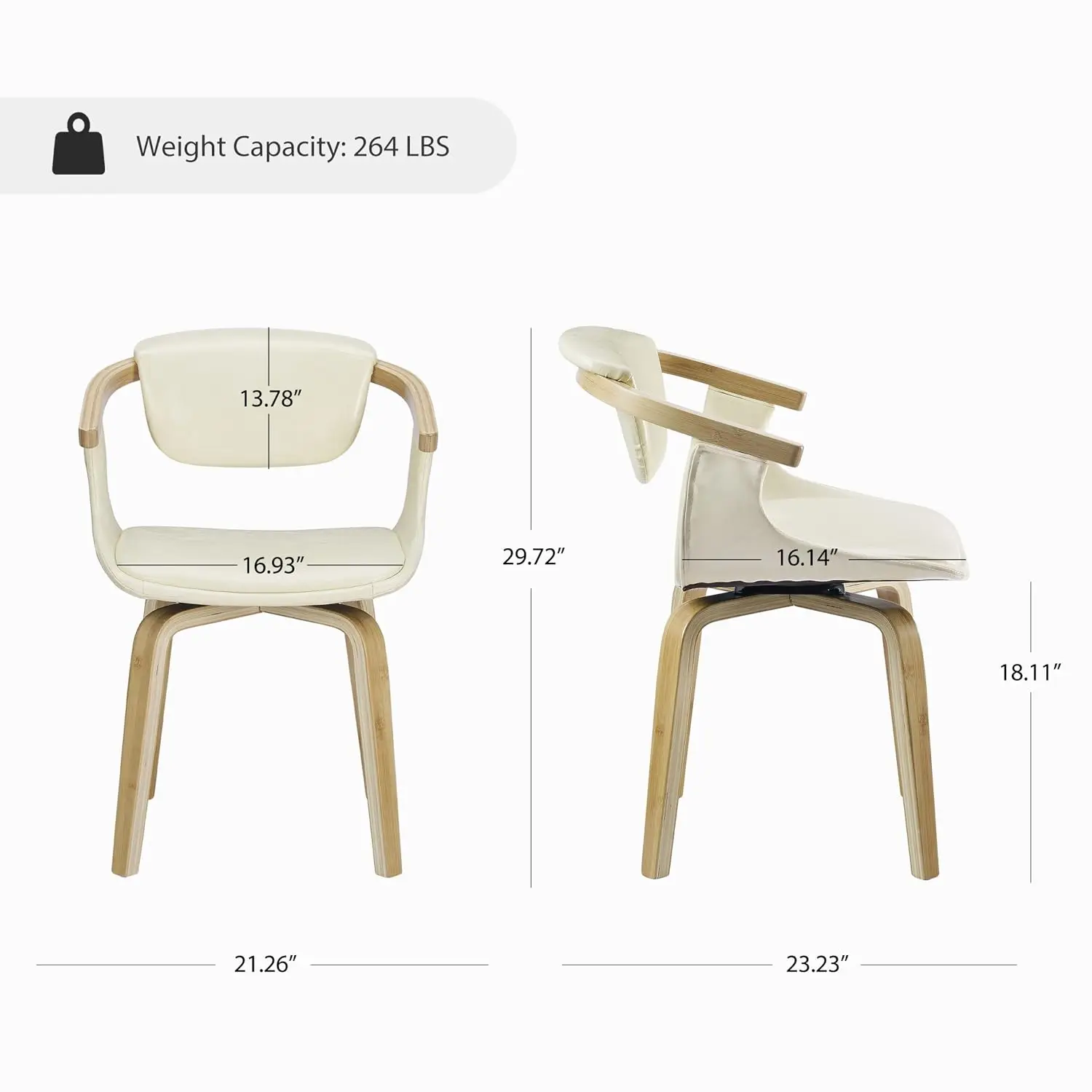 Swivel Desk Chairs No Wheels, Modern Office Chair with Wood Legs, Faux Leather Side Chair for Living Room Bedroom, Customized