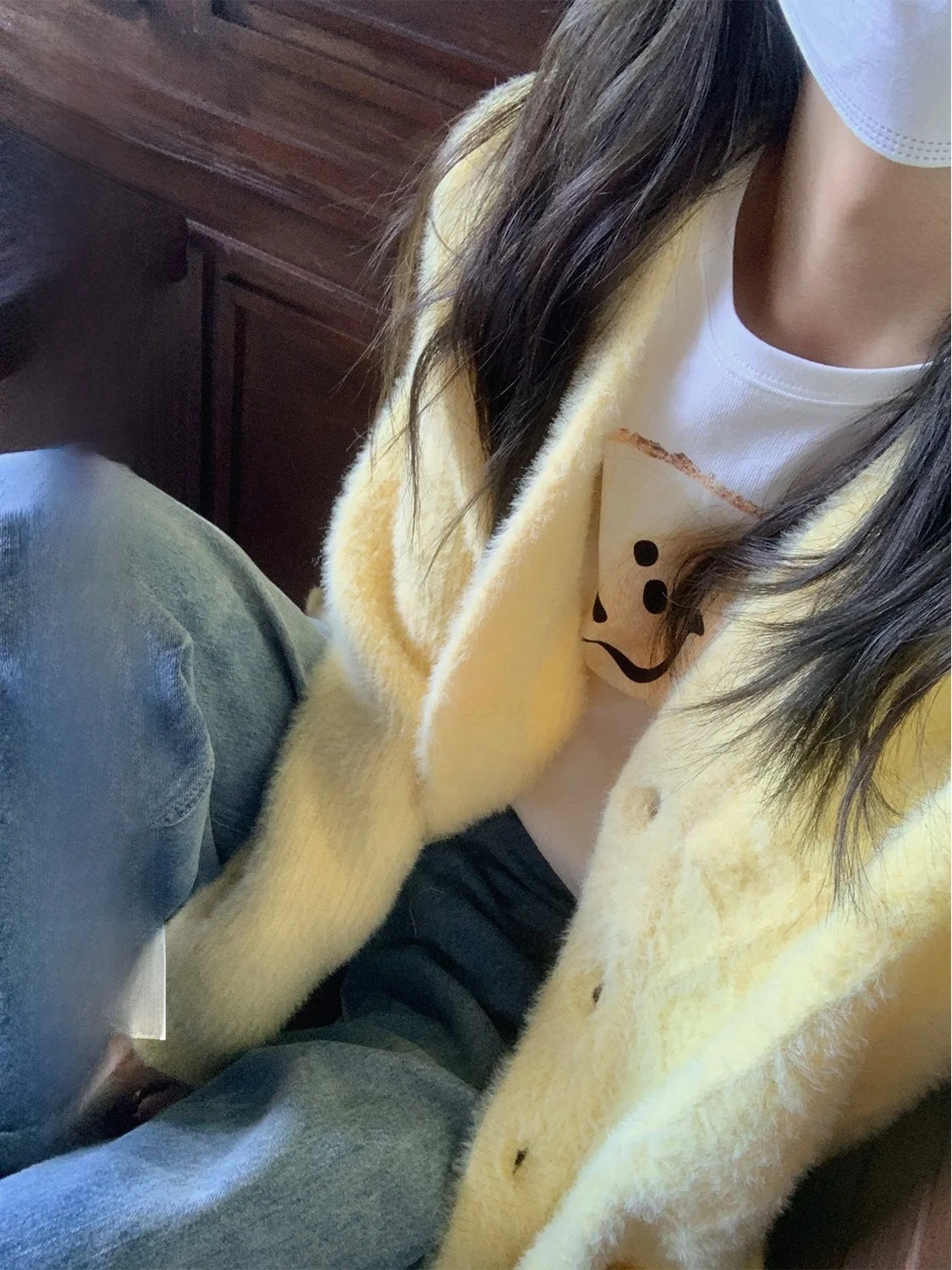 

Женский вязаный кардиган Aeronline, желтый, свободного кроя, осенне-зимний, в стиле «ленивый шик», уютный, однотонный, милый