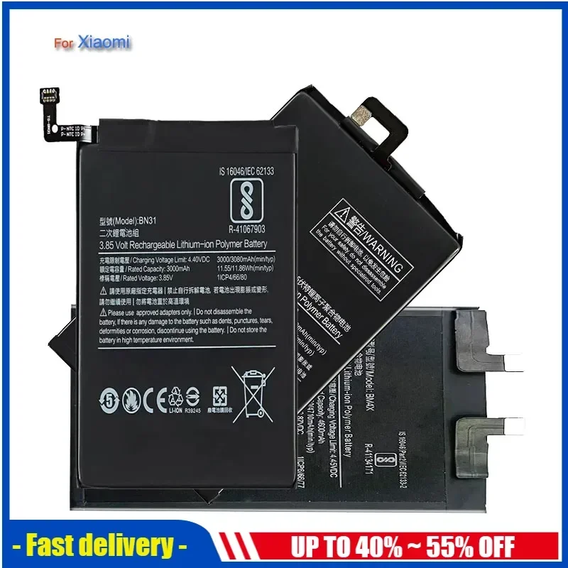 Battery For Xiaomi Mi MIX Max 1 2 3 2S 4 4S 5 5S 5X 6 6X 7 8 SE 9 9T 10 10T Pro Plus Lite/Mi2 Mi5 mi4S BM4C BM3K Batteria