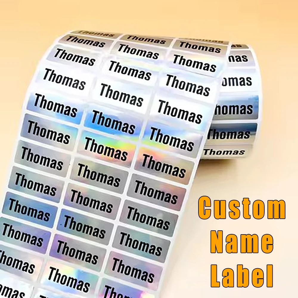 100Pcs Custom Waterproof Name Stickers Personalized Children Hologram Label Sticker With Students School Stationery Tag