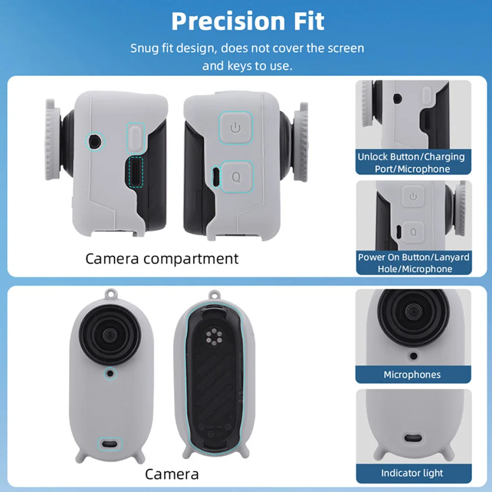 Polegar Câmera Capa De Silicone, Compartimento De Bateria, Capa Protetora, Tampa De Lente, Acessório Dustproof, Insta360 GO3S