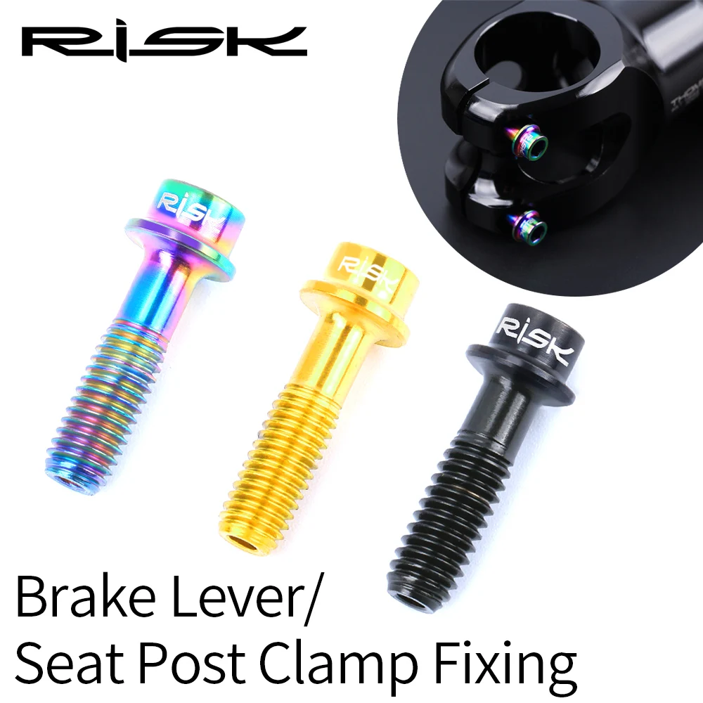 RISK 2PCS M5*18mm Bike Stem Handlebar Fixing Titanium Ti Bolts Fixed Screws Hollow Lightweight  for MTB Bicycle Seat Post Clamp