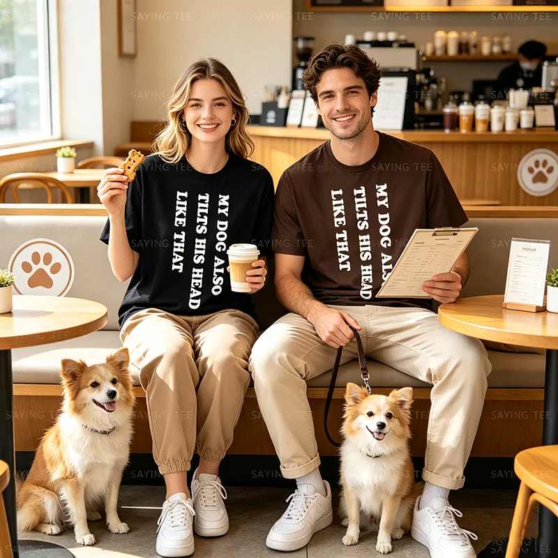 Mein Hund hebt auch seinen Kopf so an, lustiges Hundeliebhaber-T-Shirt, Y2K-Hundehumor, Buchstaben-Print, Streetwear, Welpenverhalten-Spruch-T-Shirt – Detail 4
