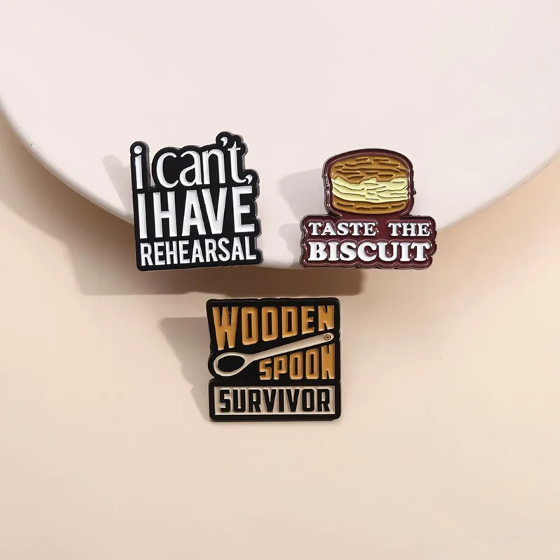 I Can't I Have Rehearsal Thespian Drama Theater Enamel Pins Wooden Spoon Survivor Brooch Lapel Badge Jewelry Gift Accessories